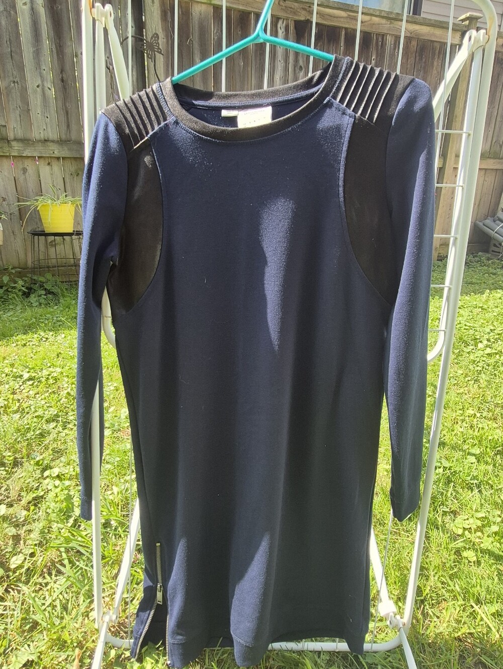 Vero Moda Navy Sweater Dress with Black Shoulder Panels